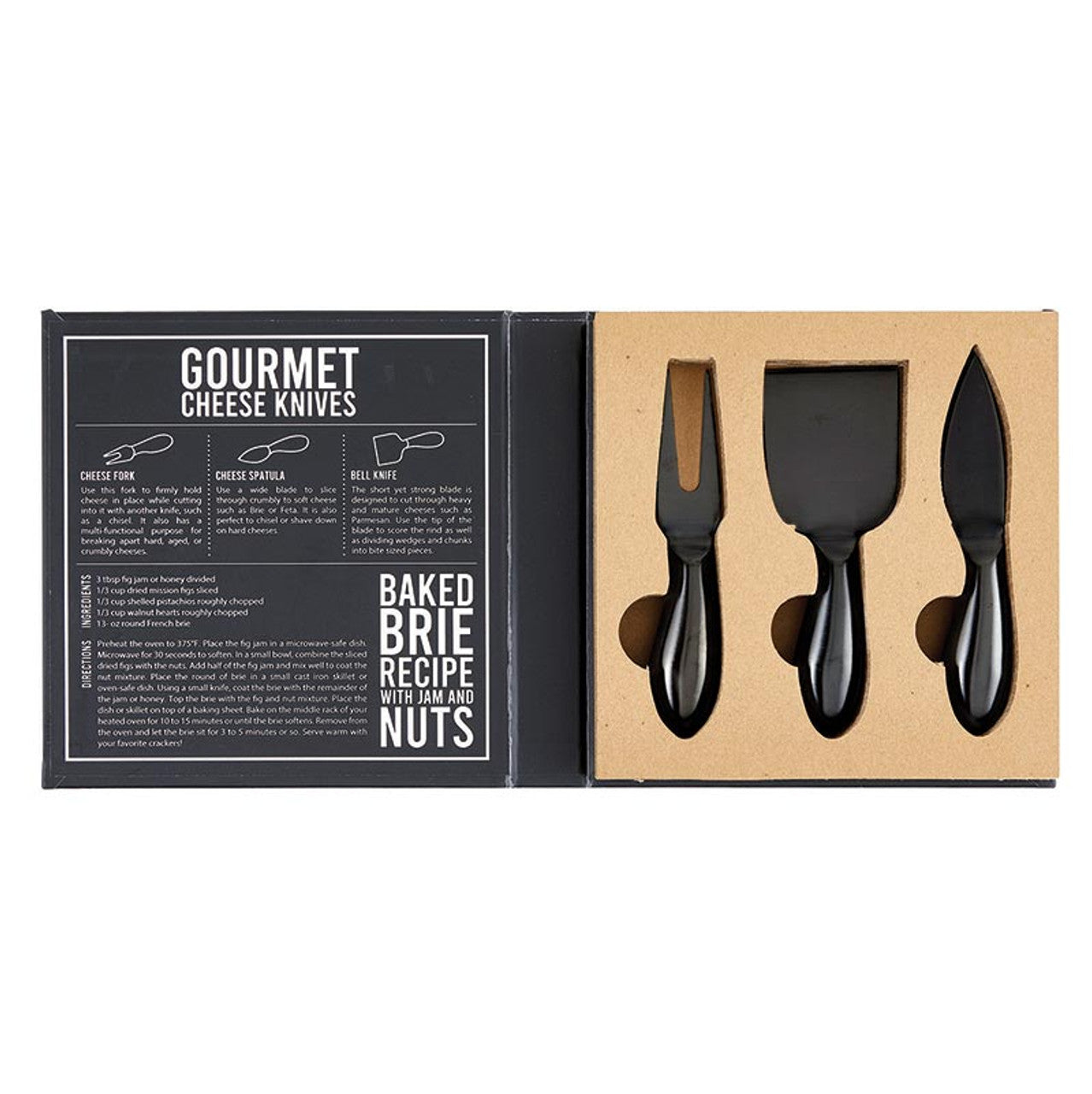 Black Gourmet Cheese Knives Book Box - Cheese Formaggio