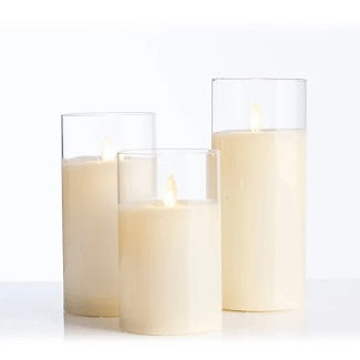 Glass LED Set Candle White 3x 5,6,7