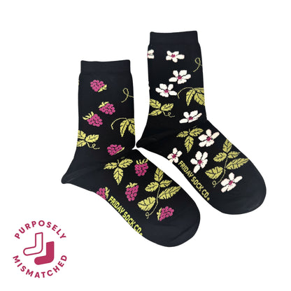 Women's Raspberry Bloom Mismatched Crew Socks