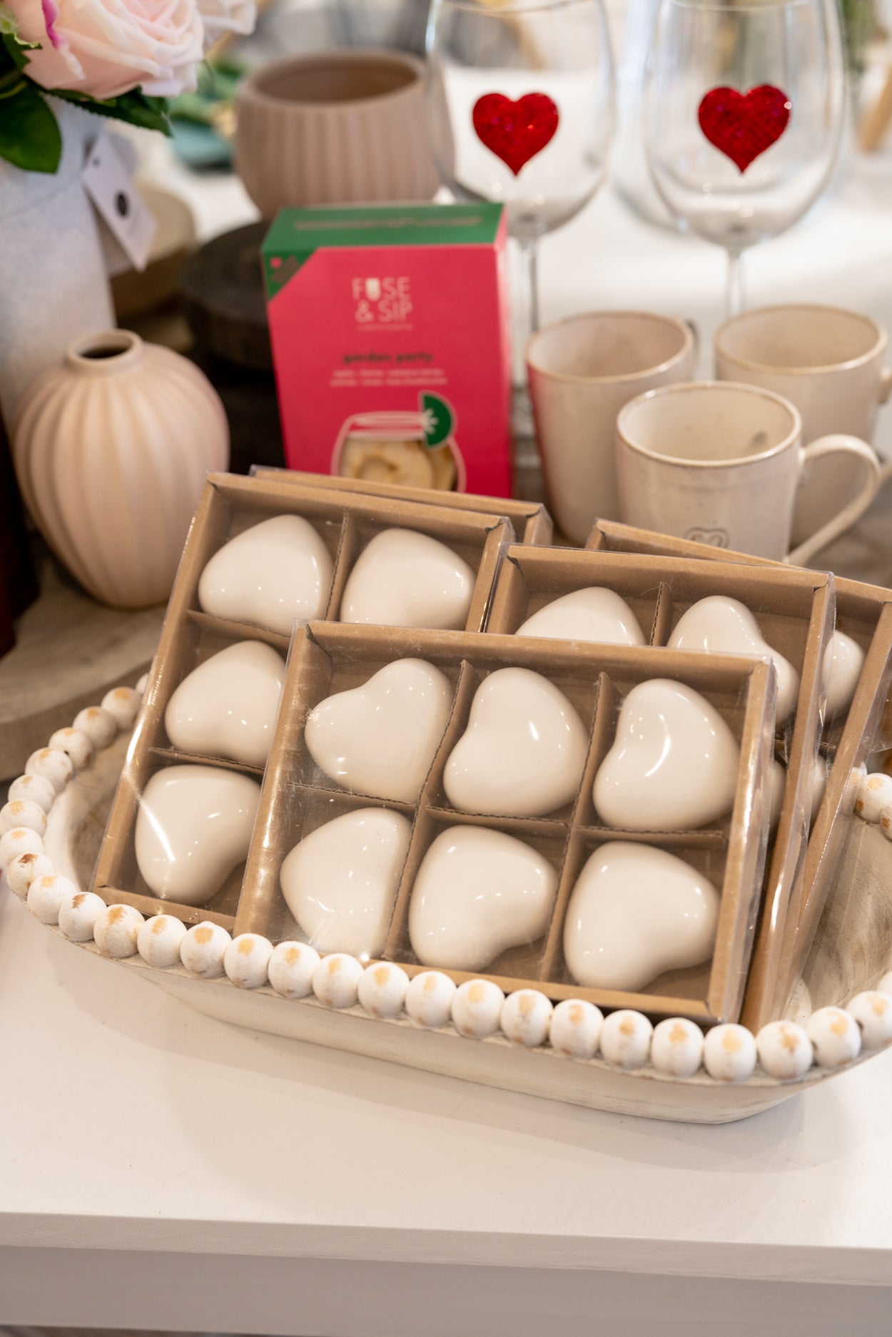 Decorative White Porcelain Hearts
