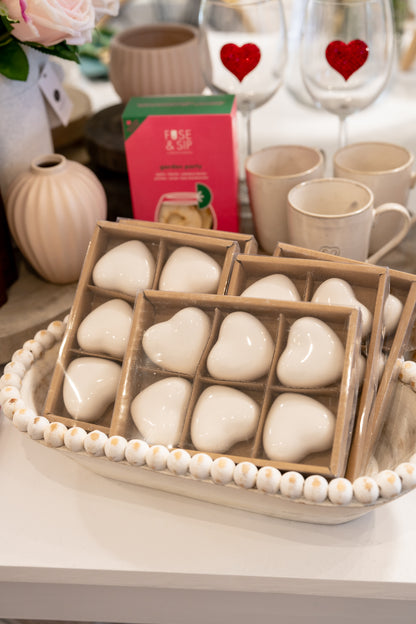 Decorative White Porcelain Hearts