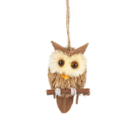 Bristle Owl On A Branch Ornament