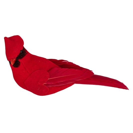 6" Velvet Cardinal Clip Ornament,