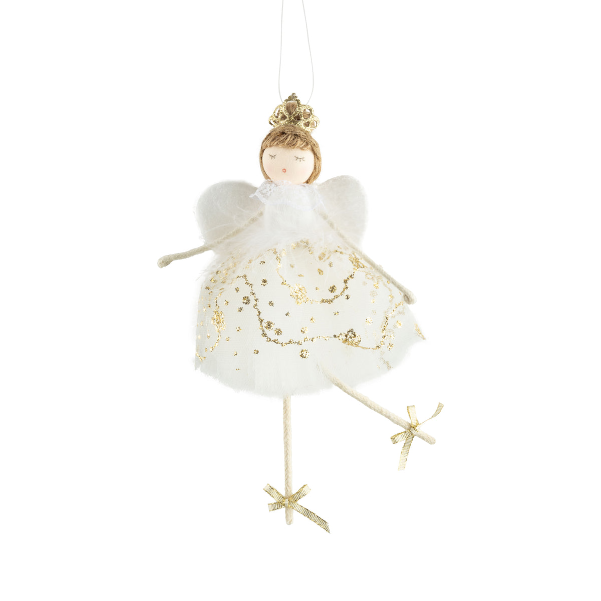 Golden Crown Angel Fabric Ornament, 7.5"