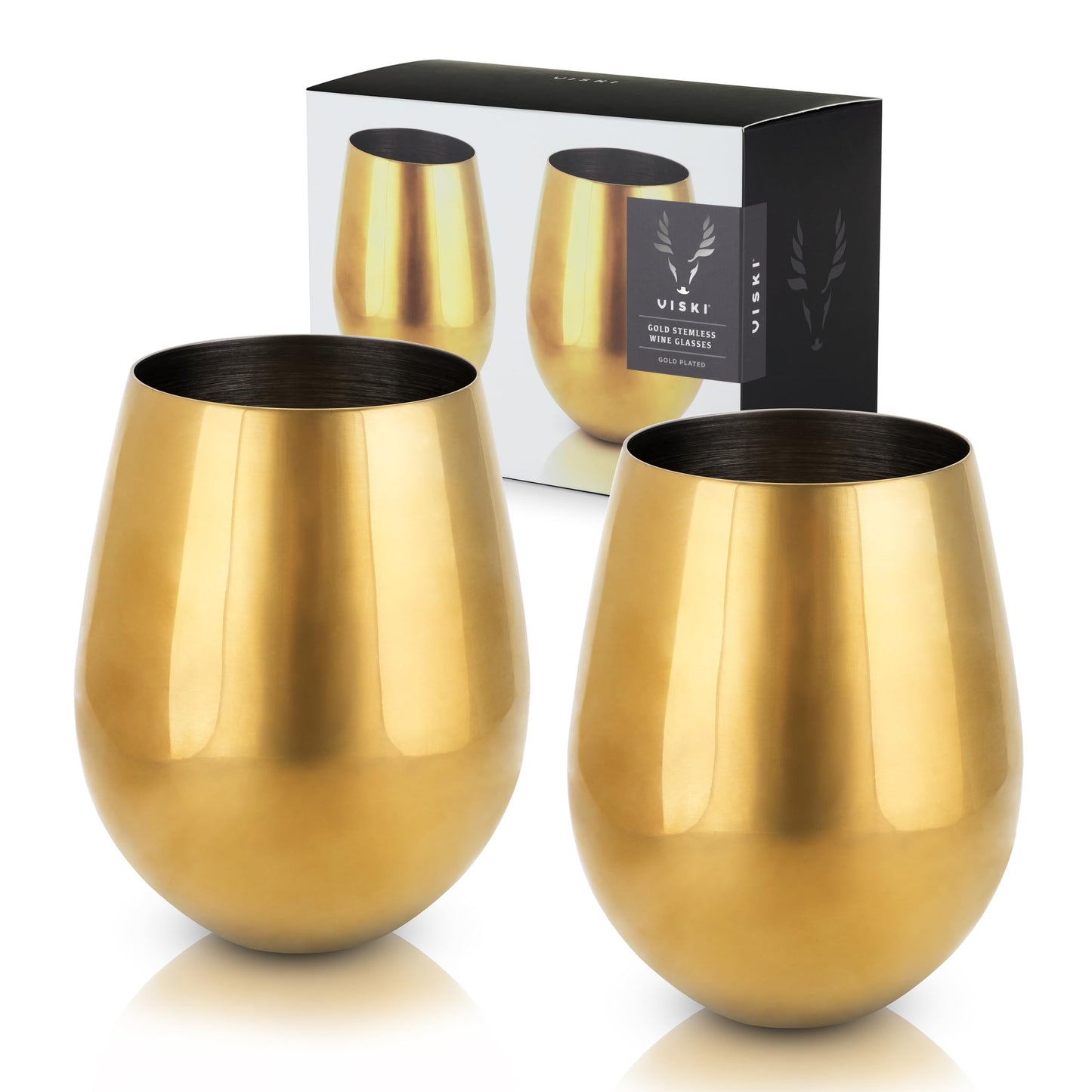 Belmont Stemless Wine Glasses in Gold, Set of 2