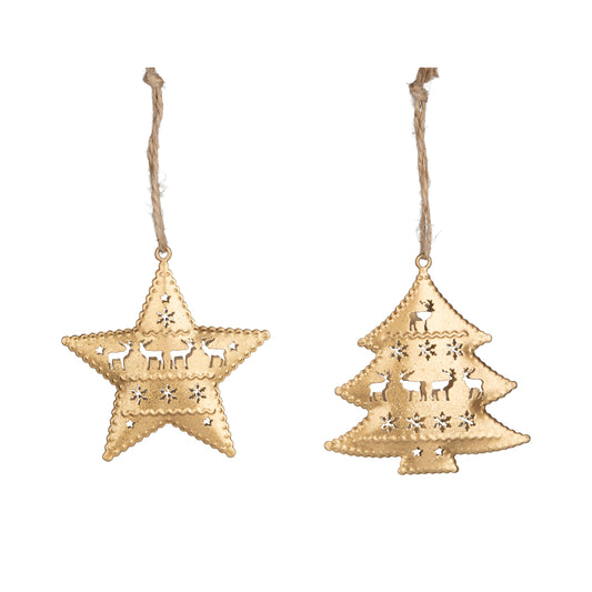 Gold Painted Metal Ornaments