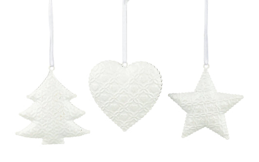 Embossed Silver Ornaments (Assorted)
