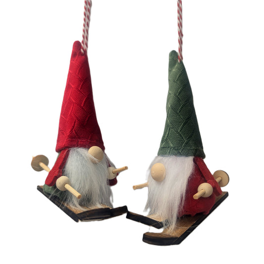 Felt Skiing Gnome Christmas Ornament