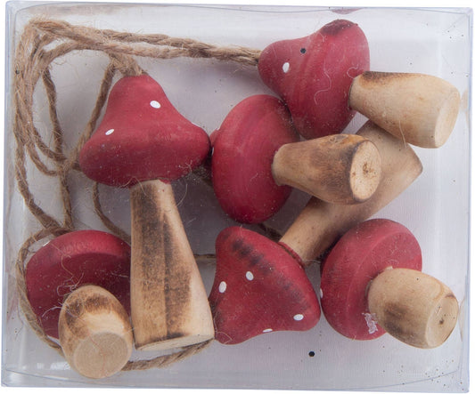 Set of 6 Red Mushrooms Ornaments