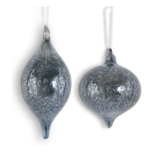 Ornament Dark Blue Mercury Glass Onion & Finial