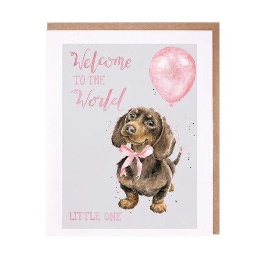 Precious Little One Dachshund New Baby Girl Card