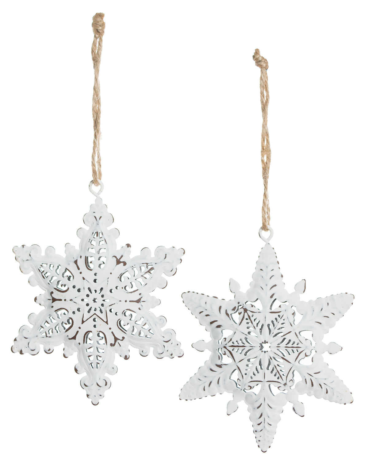 Assorted Antique White Metal Snowflake Ornaments