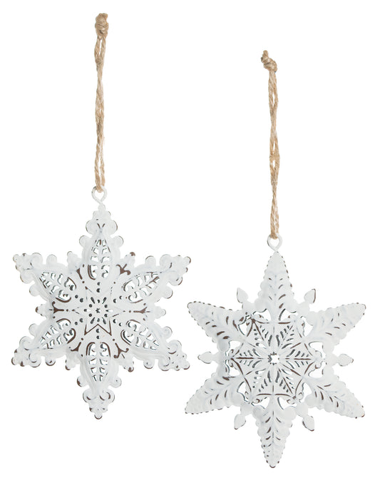 Assorted Antique White Metal Snowflake Ornaments