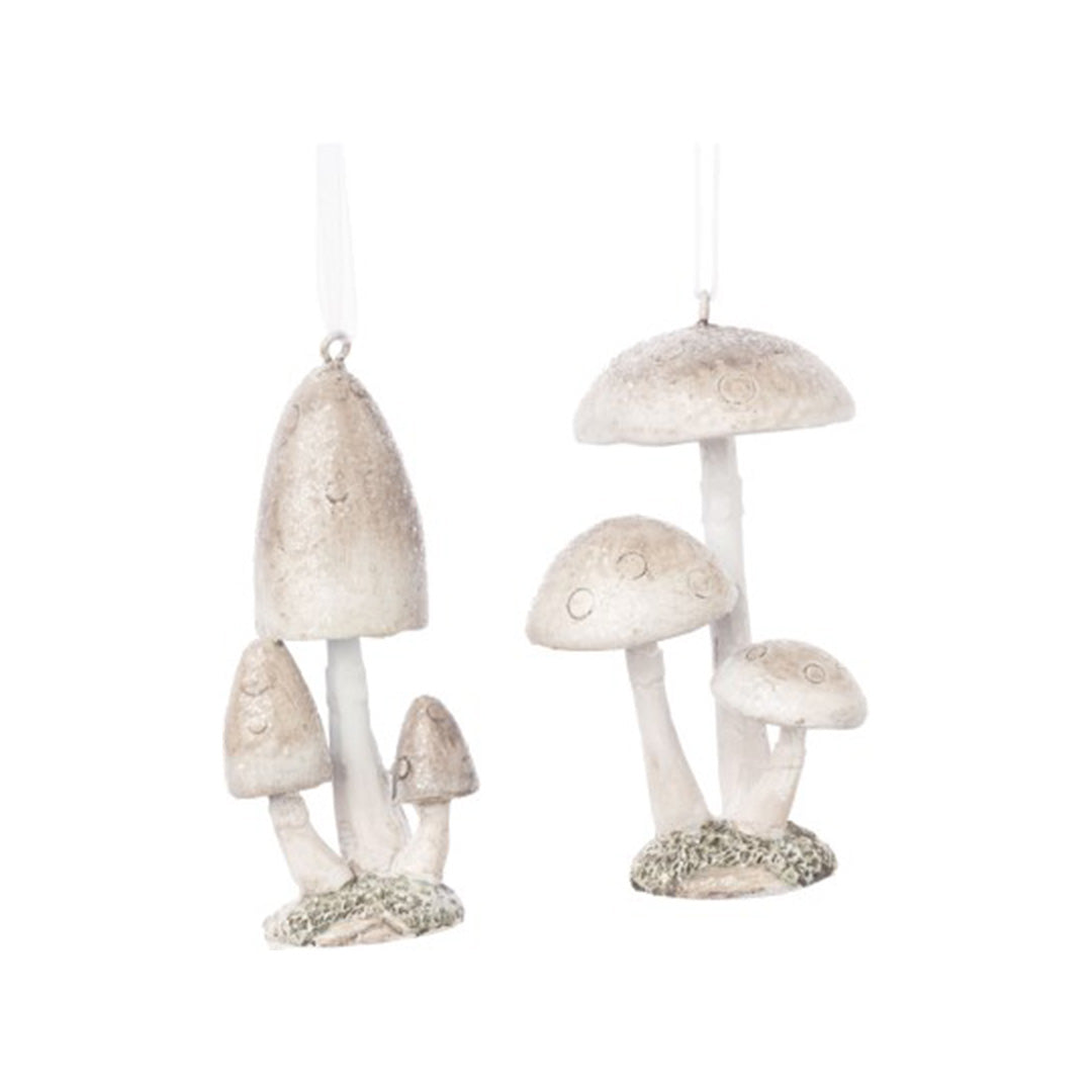 Painted Resin Mushroom Cluster Ornament, Taupe, 3.3"