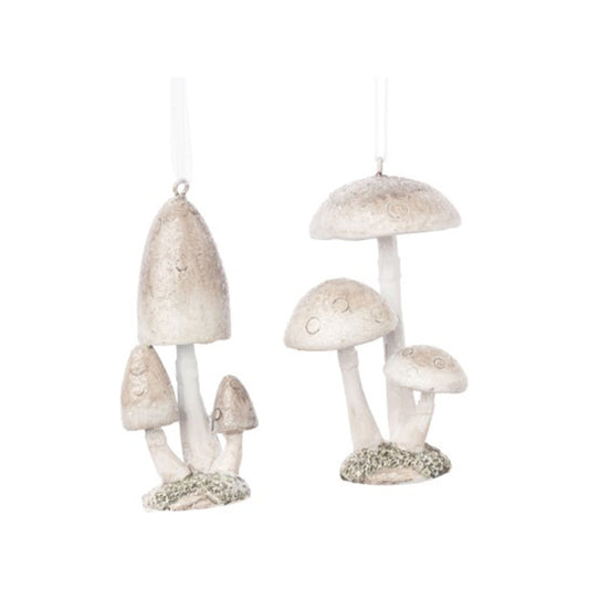 Painted Resin Mushroom Cluster Ornament, Taupe, 3.3"