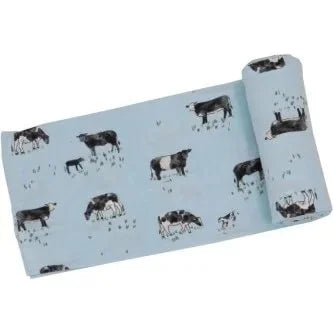 Swaddle Black Cow Blue