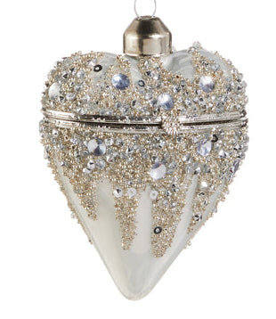 3.5" White Heart Box Ornament