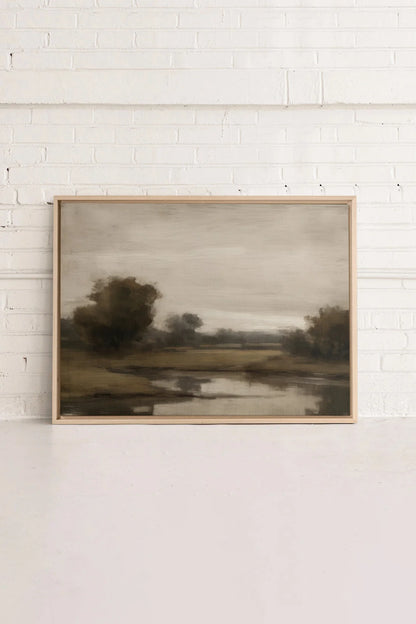 Country River Landscape Framed Canvas Print 16 x 12