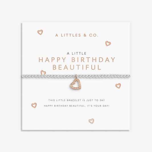 A Little 'Happy Birthday Beautiful' Bracelet In Silver And Rose Gold-Tone Plating
