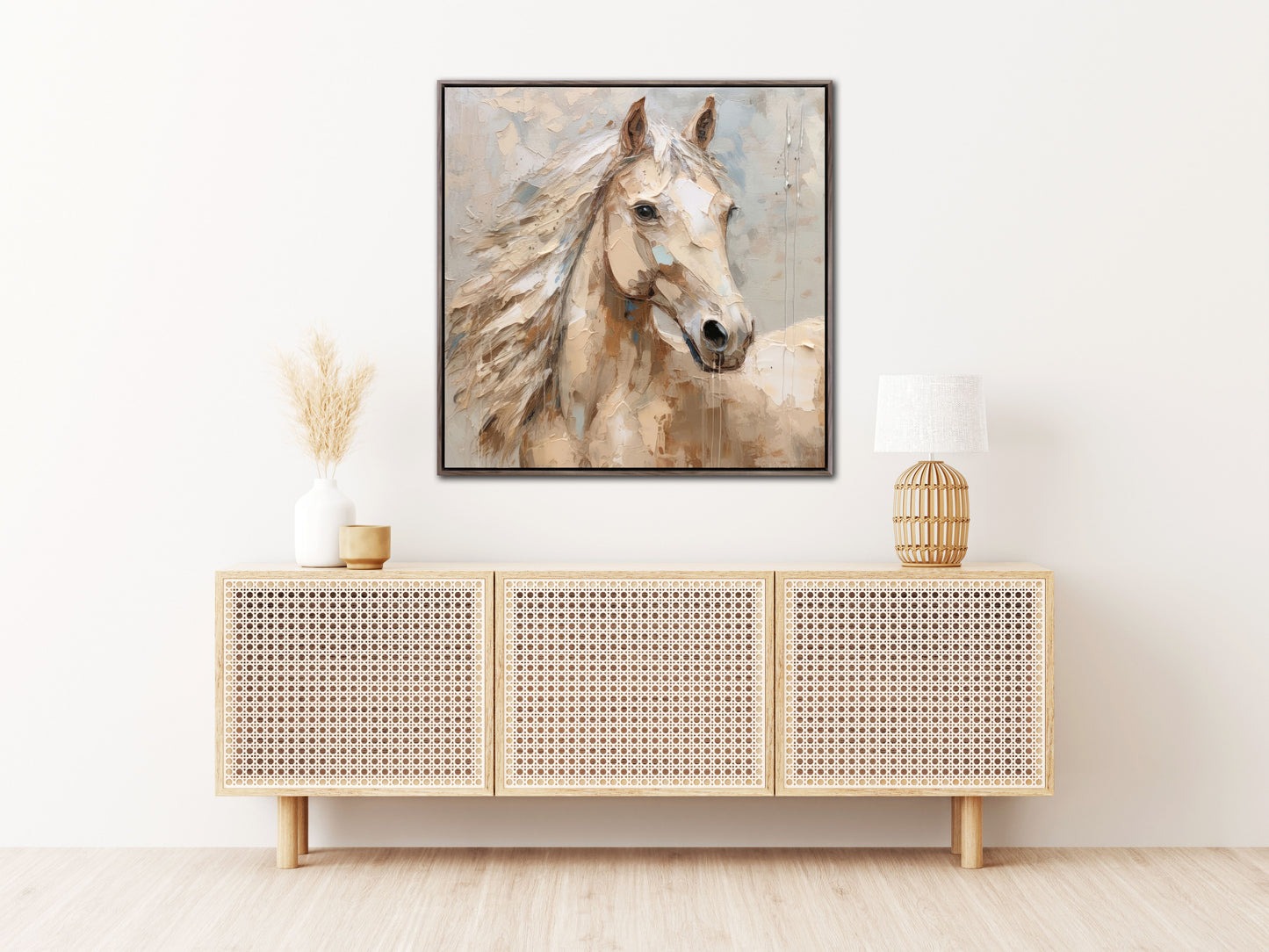 Wild Horse Framed Canvas – 32″ x 32″