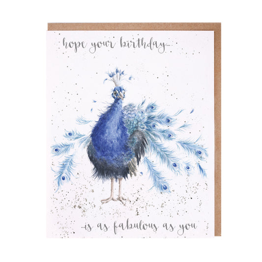 Birthday 'Fabulous' Peacock Single Card