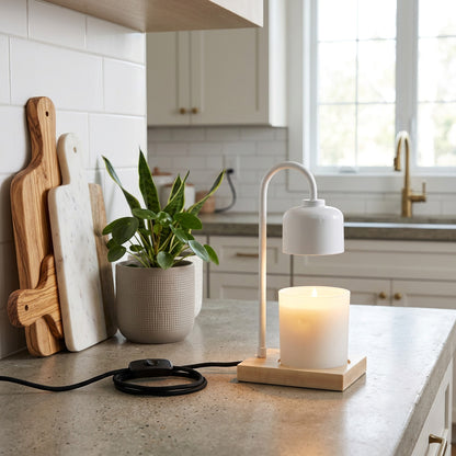 Arched Lamp Candle Warmer  - White / Wood