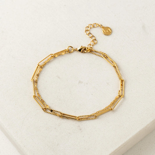 Arlo Paperclip Layered Bracelet - Gold