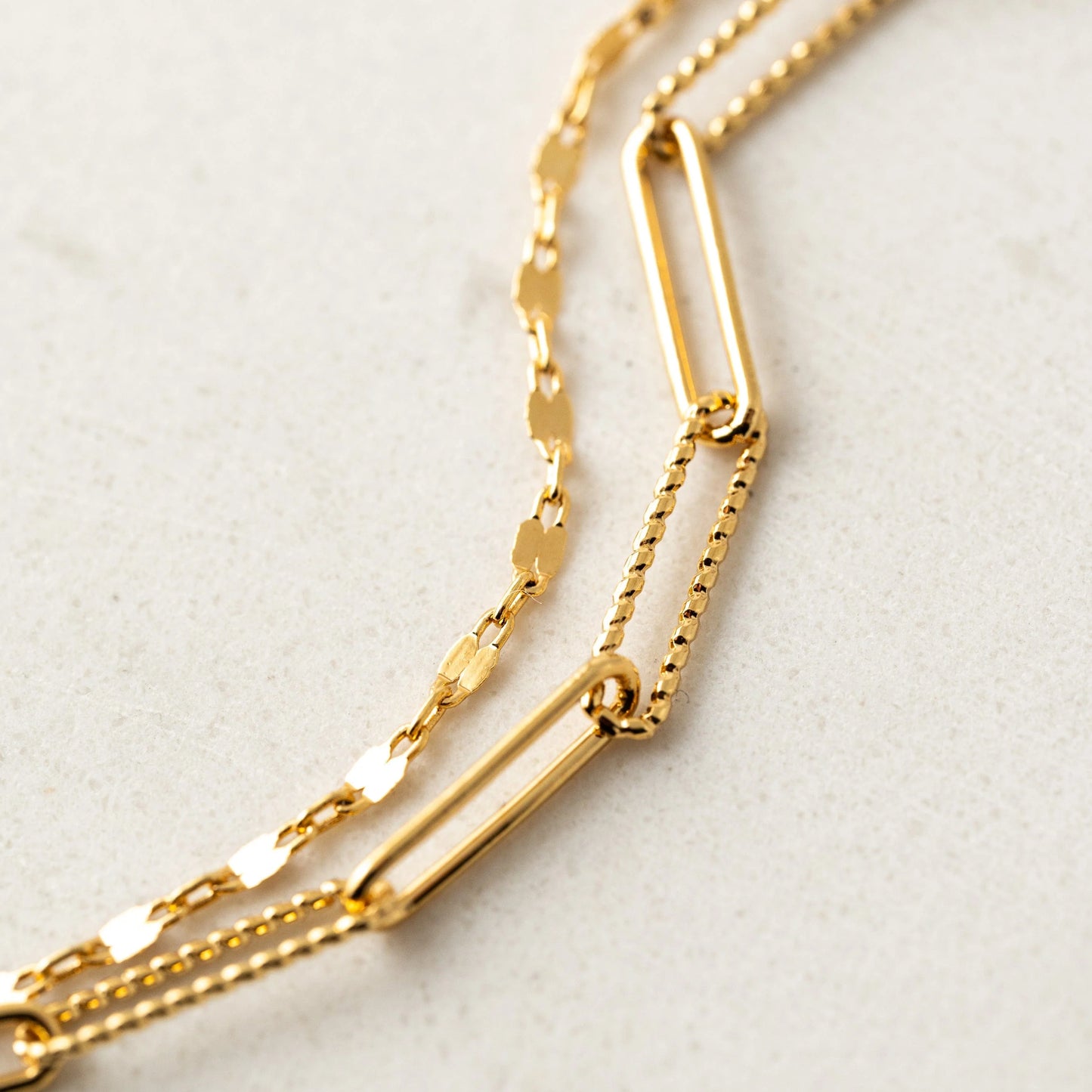 Arlo Paperclip Layered Bracelet - Gold