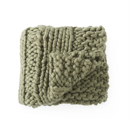 60" Green Hand Knit Braided Throw Blanket