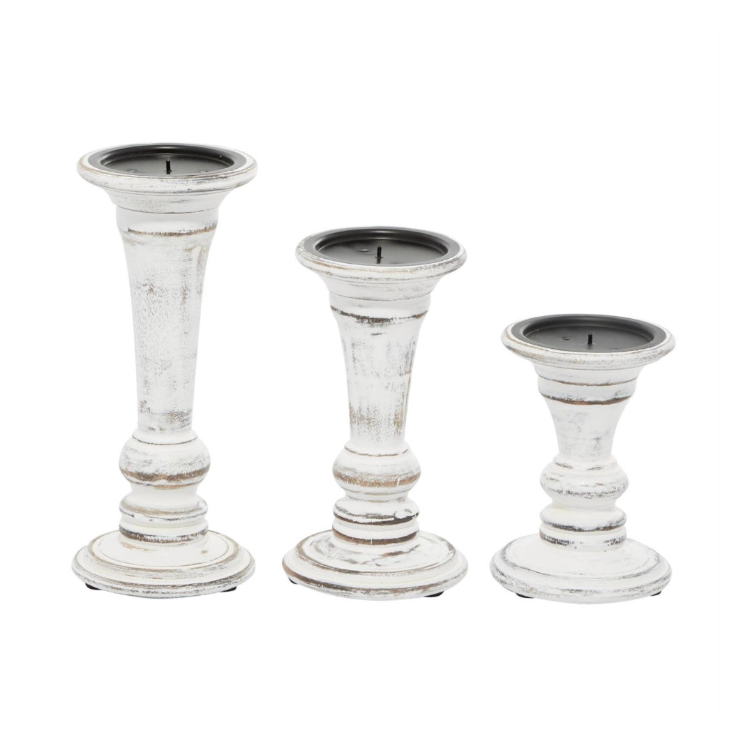 White Mango Wood Decorative Candle Holder