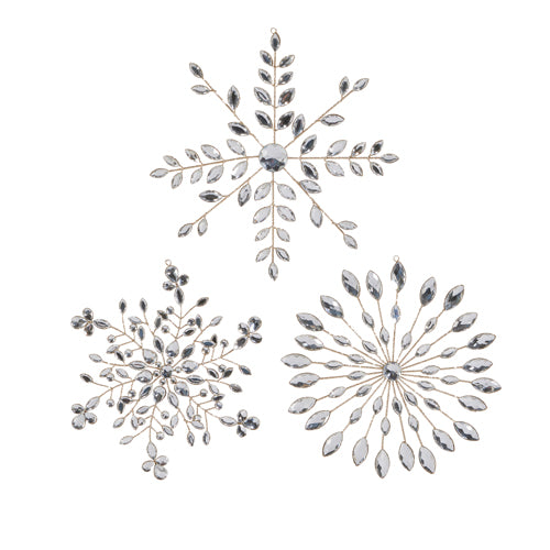 10.5" Clear Jeweled Snowflake Ornament