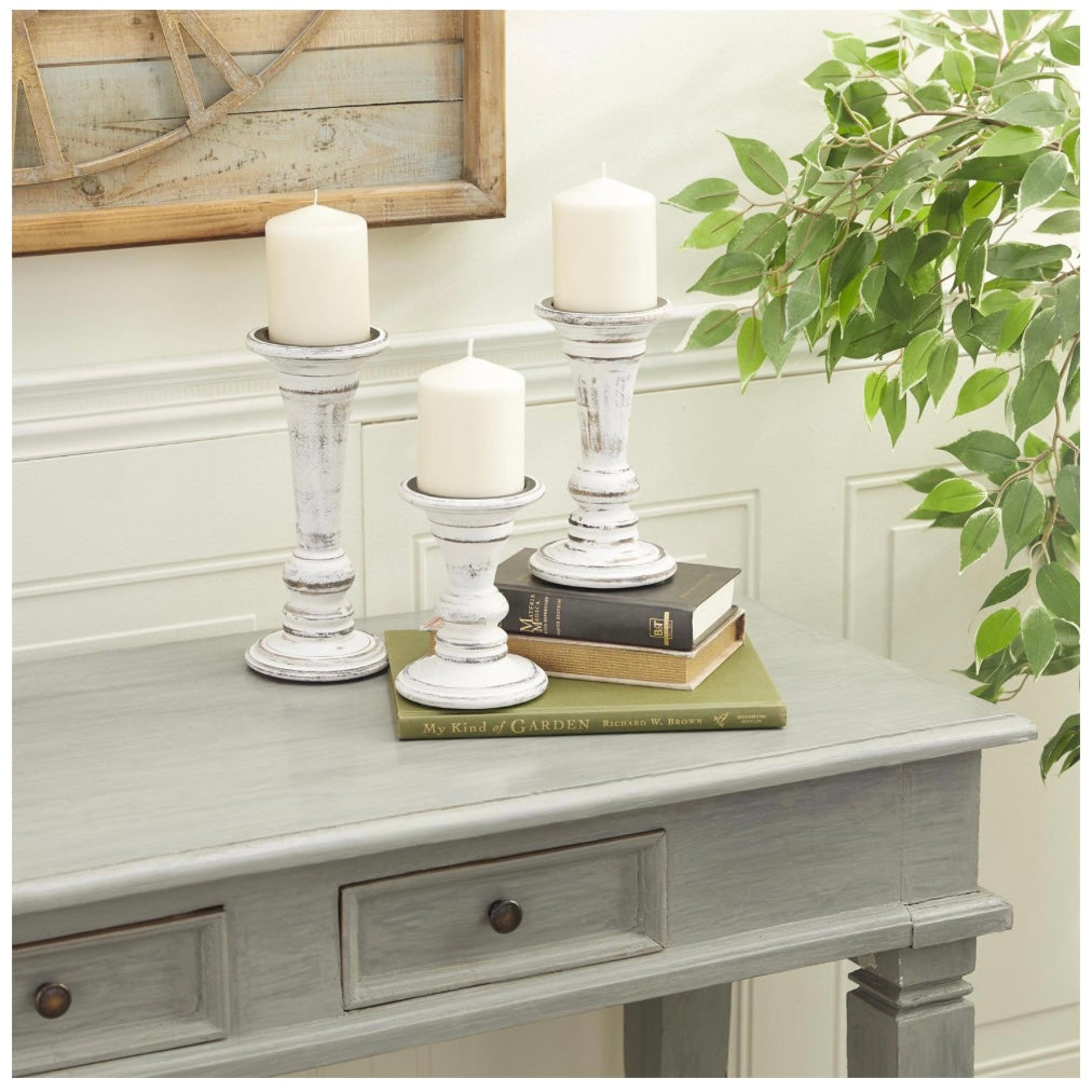White Mango Wood Decorative Candle Holder