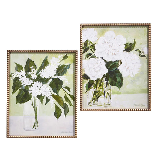 Wall Art White Flowers In Vase 22"