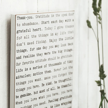 Typewriter Sign - Gratitude