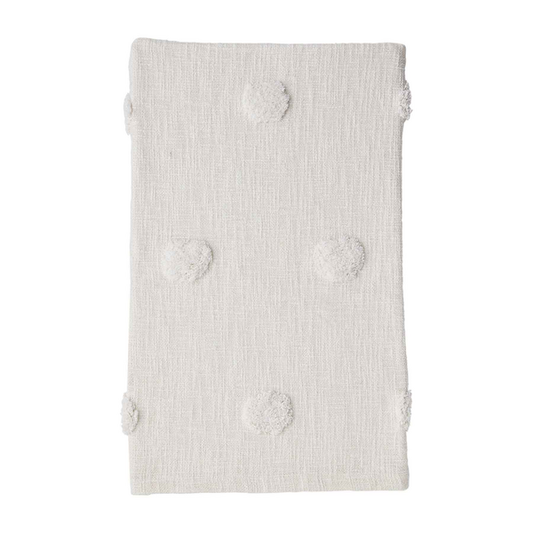Cream Tufted Dot Cotton Throw Blanket