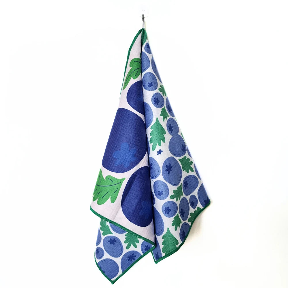 Double Sided Microfiber Tea Towel - Blueberries