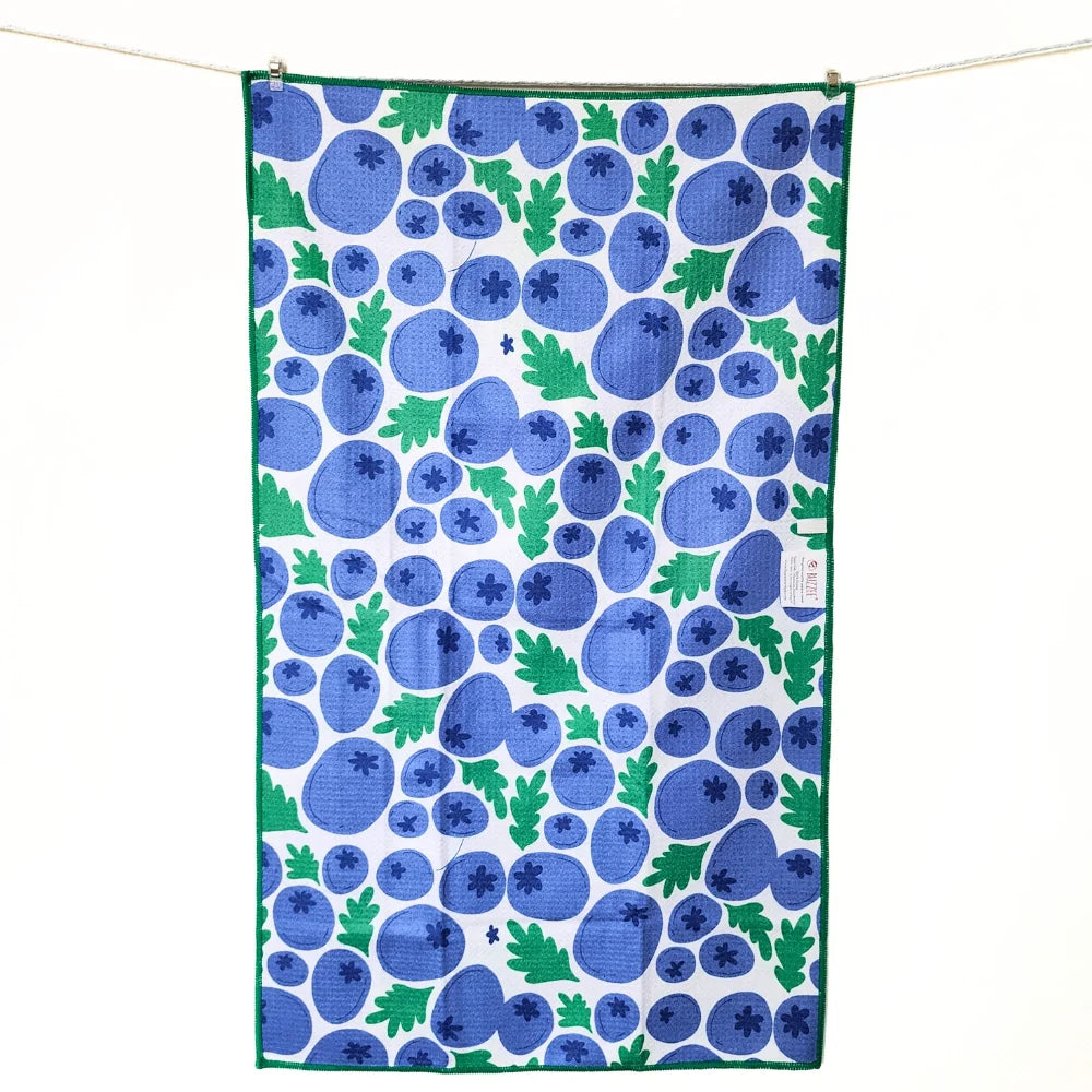Double Sided Microfiber Tea Towel - Blueberries