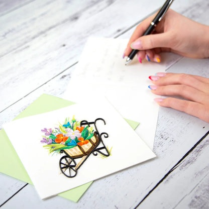 Wheelbarrow Garden Quilling Card