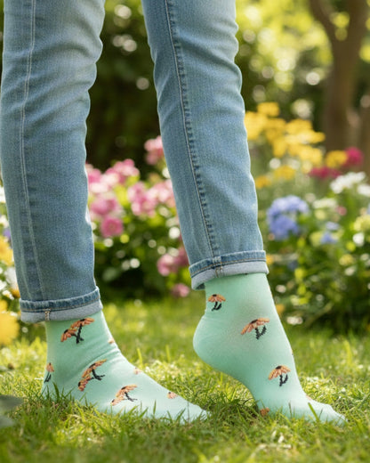 Women's Mini Black Eyed Susan Mismatched Crew Socks