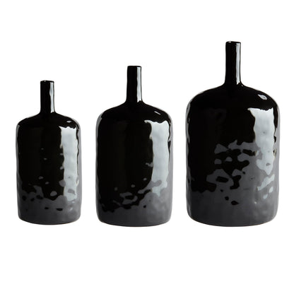 Black Bottle Stoneware Shiny Vases