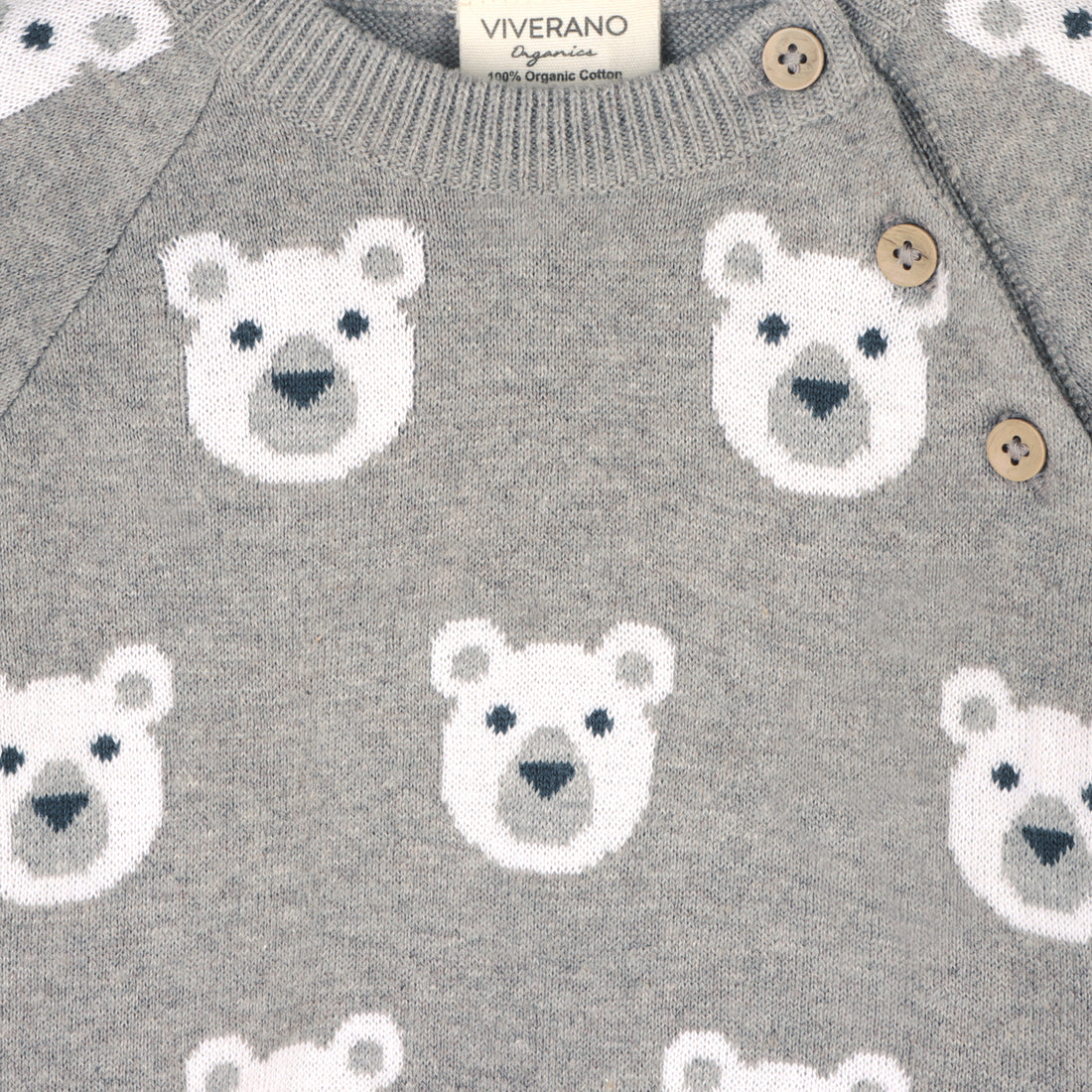 Bear Jacquard Knit Baby Raglan Pullover Sweater (Organic Cotton)