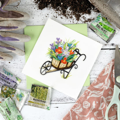 Wheelbarrow Garden Quilling Card