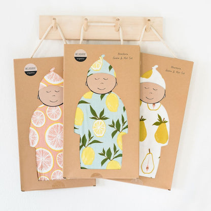 Bamboo Newborn Gown & Hat Set Butterfly