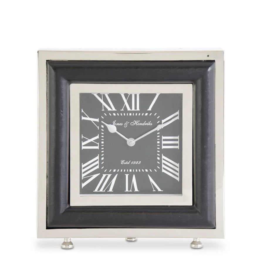 Black & Silver Square Tabletop Clock
