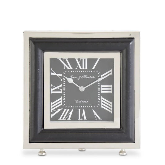 Black & Silver Square Tabletop Clock