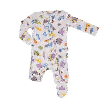Tropical Reef Fish Bamboo 2-way Zipper Ruffle Footie