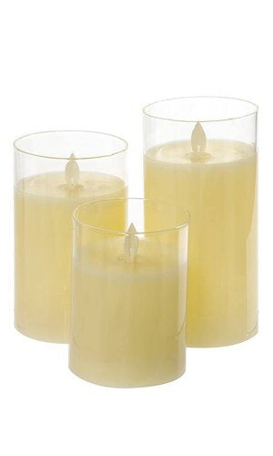 Glass LED Set Candle White 3x 5,6,7