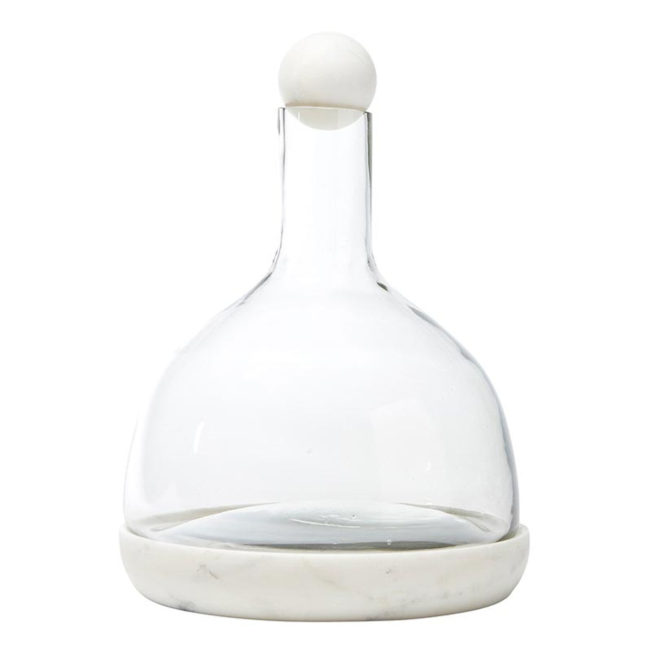 White Marble and Glass Wine Carafe