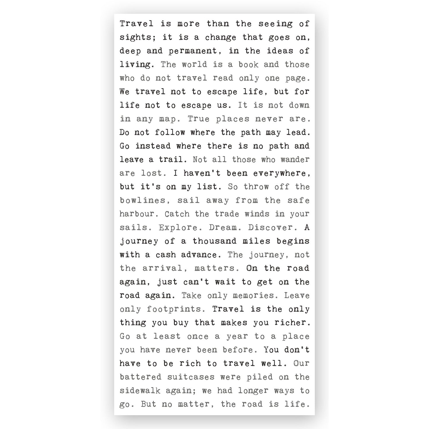 Typewriter Sign - Travel