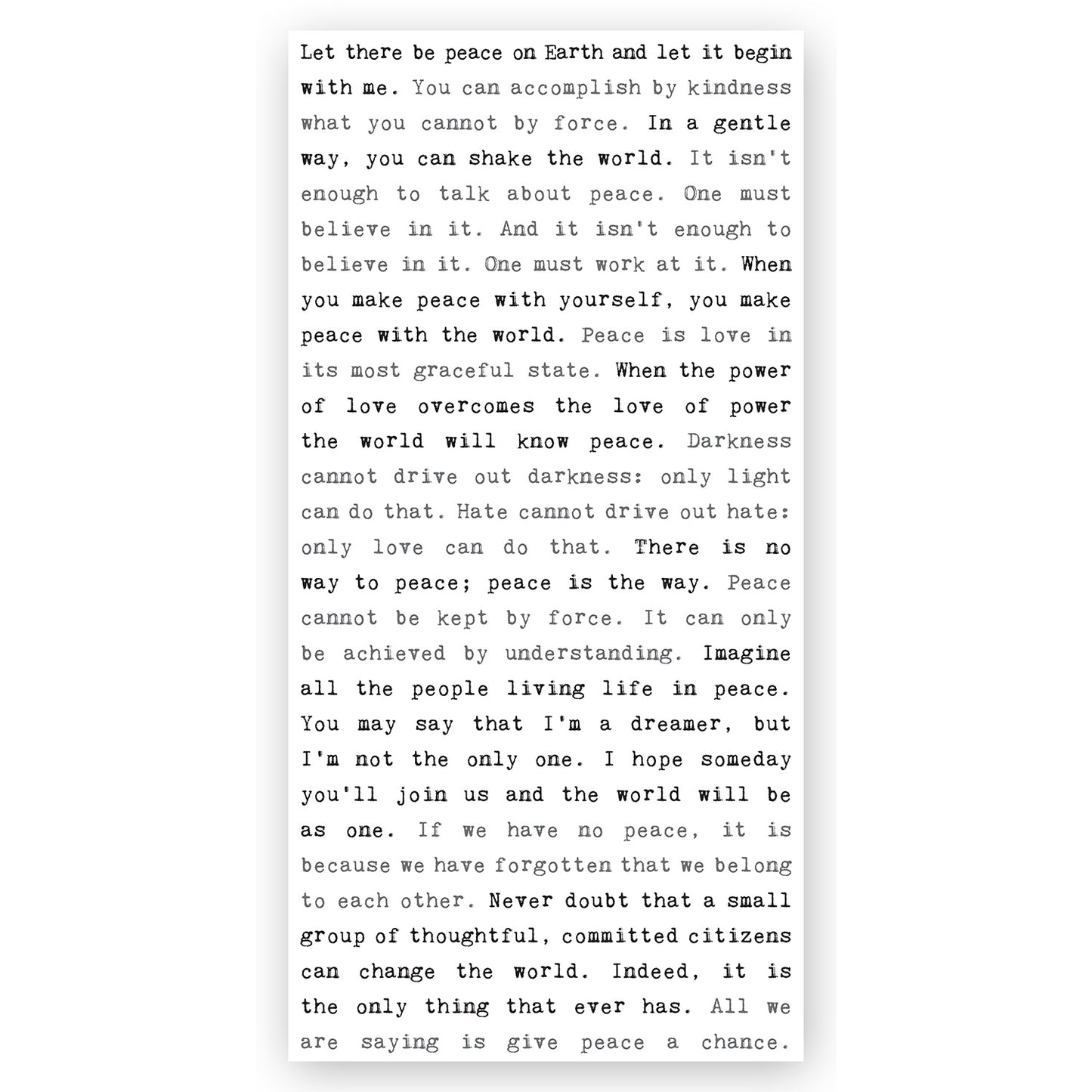 Typewriter Sign - Peace